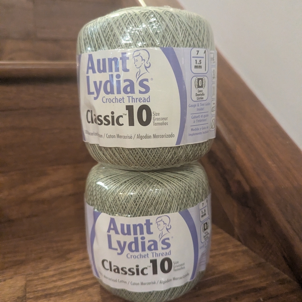 Aunt Lydia's Crochet Thread Classic 10, 100% Mercerized Cotton 2 Spools